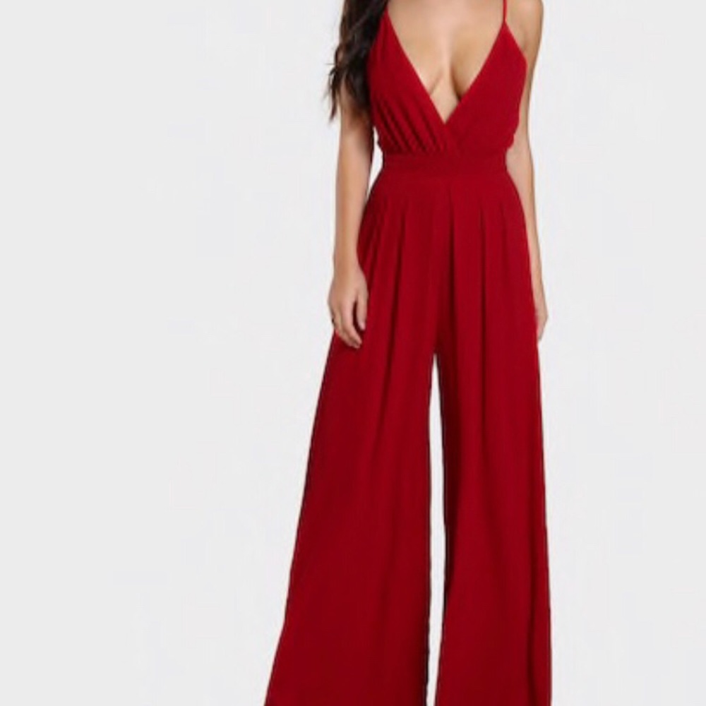 Surplice Front Box Pleated Culotte Leg Jumpsuit